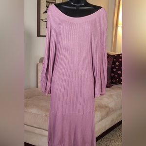 H&M Knit Dress Women's Dolman Batwing Sleeve Off Shoulder Dusty Rose